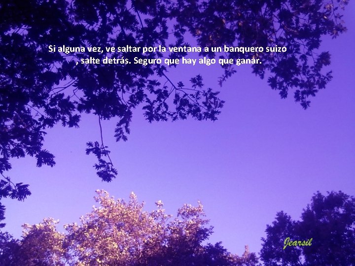 Si alguna vez, ve saltar por la ventana a un banquero suizo , salte Si alguna vez, ve saltar por la ventana a un banquero suizo , salte