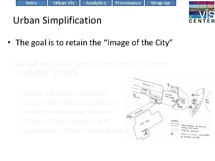 Intro Urban Vis Analytics Provenance Wrap-up Urban Simplification • The goal is to retain