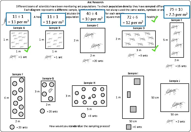 = Ant Research Different teams of scientists have been monitoring ant populations. To check