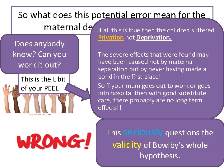 So what does this potential error mean for the maternal deprivation hypothesis? If all