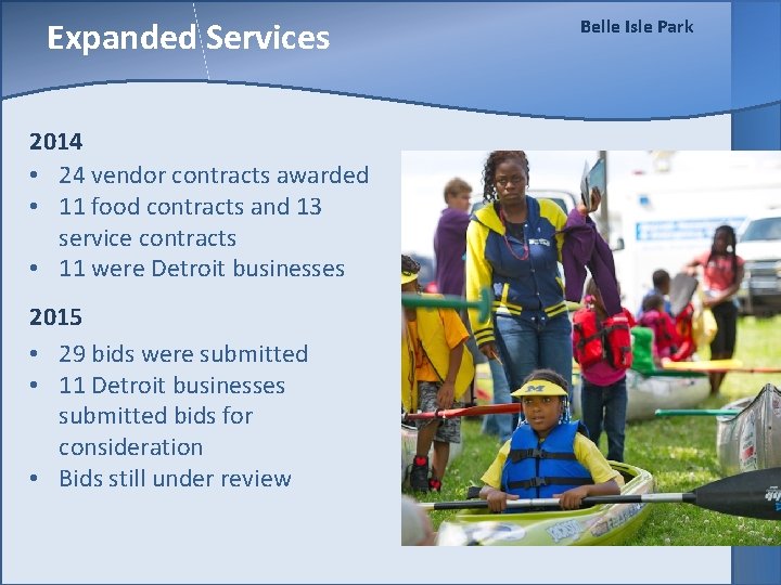 Expanded Services 2014 • 24 vendor contracts awarded • 11 food contracts and 13