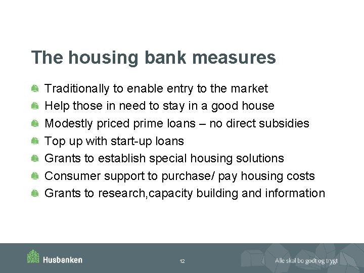 The housing bank measures Traditionally to enable entry to the market Help those in
