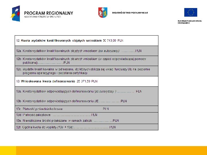 WOJEWÓDZTWO PODKARPACKIE EUROPEJSKI FUNDUSZ ROZWOJU REGIONALNEGO 