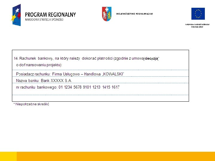 WOJEWÓDZTWO PODKARPACKIE EUROPEJSKI FUNDUSZ ROZWOJU REGIONALNEGO 