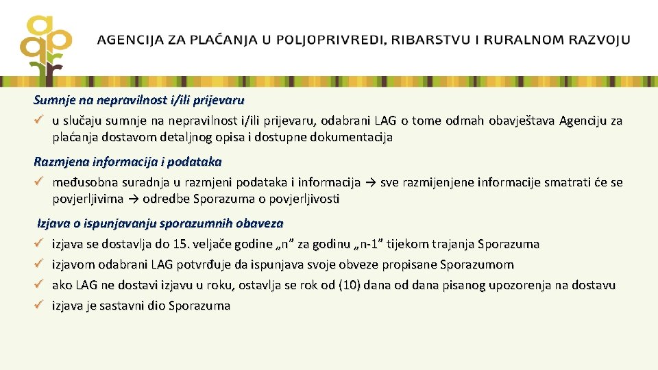 Sumnje na nepravilnost i/ili prijevaru ü u slučaju sumnje na nepravilnost i/ili prijevaru, odabrani