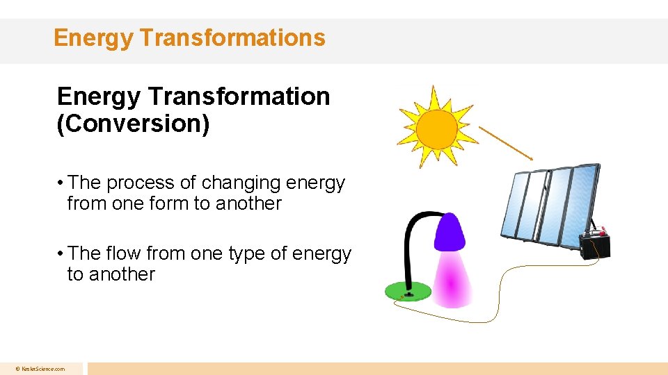 Energy Transformations Energy Transformation (Conversion) • The process of changing energy from one form