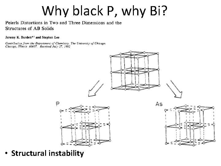 Why black P, why Bi? • Structural instability 