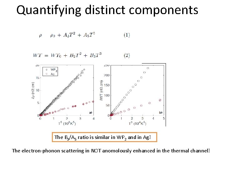 Quantifying distinct components The B 3/A 5 ratio is similar in WP 2 and