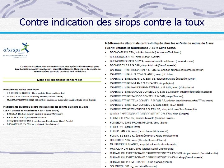 Contre indication des sirops contre la toux 