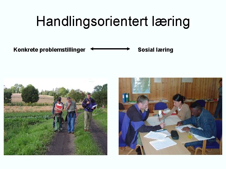 Handlingsorientert læring Konkrete problemstillinger Sosial læring 