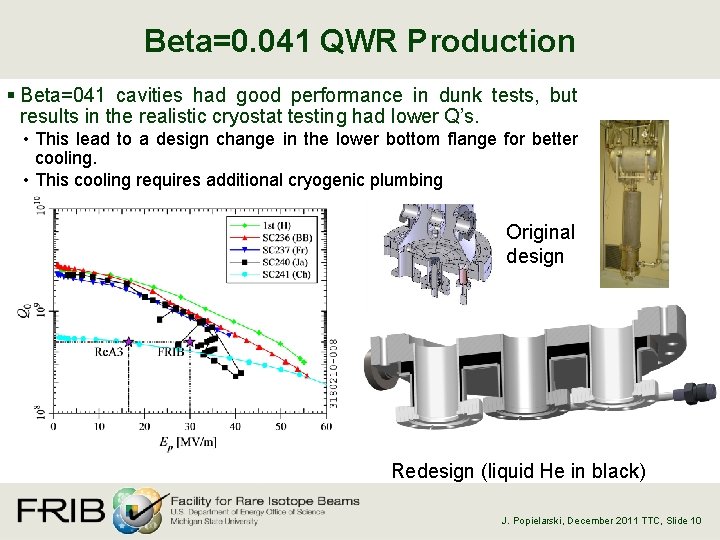 Beta=0. 041 QWR Production § Beta=041 cavities had good performance in dunk tests, but