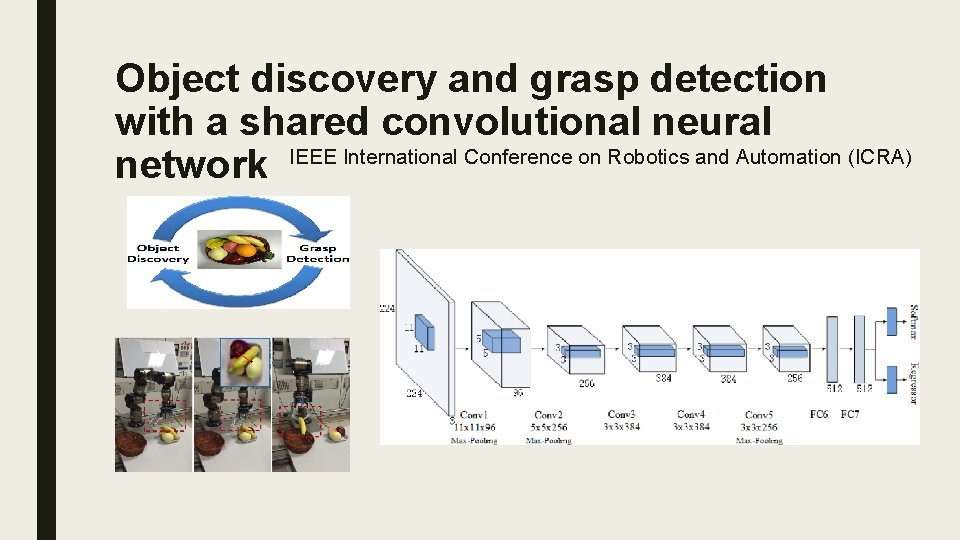 Object discovery and grasp detection with a shared convolutional neural IEEE International Conference on