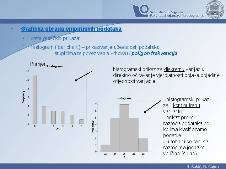  • Grafička obrada empirijskih podataka • vrste grafičkih prikaza: 1. Histogram (‘bar chart’)