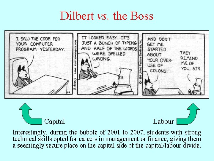 Dilbert vs. the Boss Capital Labour Interestingly, during the bubble of 2001 to 2007,