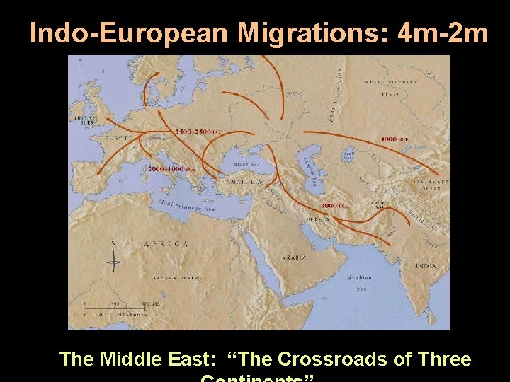 Indo-European Migrations: 4 m-2 m BCE The Middle East: “The Crossroads of Three 