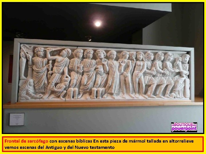 Frontal de sarcófago con escenas bíblicas En esta pieza de mármol tallada en altorrelieve