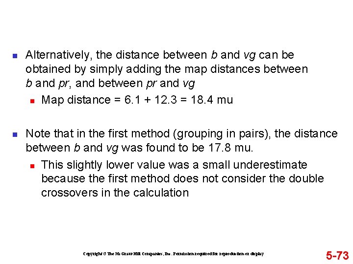n n Alternatively, the distance between b and vg can be obtained by simply