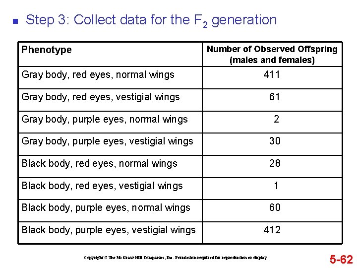 n Step 3: Collect data for the F 2 generation Number of Observed Offspring