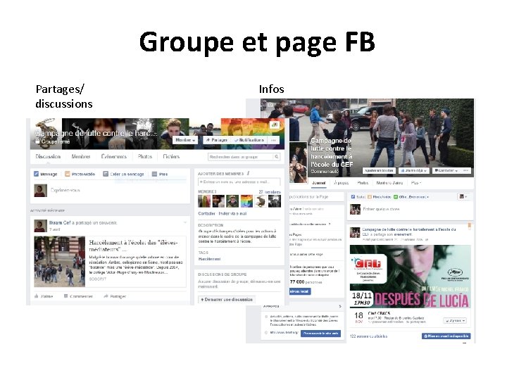 Groupe et page FB Partages/ discussions Infos 