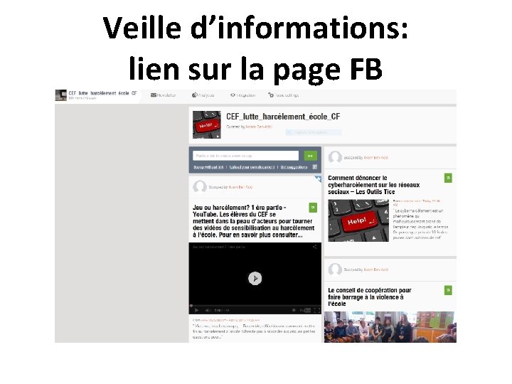 Veille d’informations: lien sur la page FB 