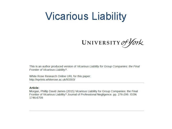 Vicarious Liability 