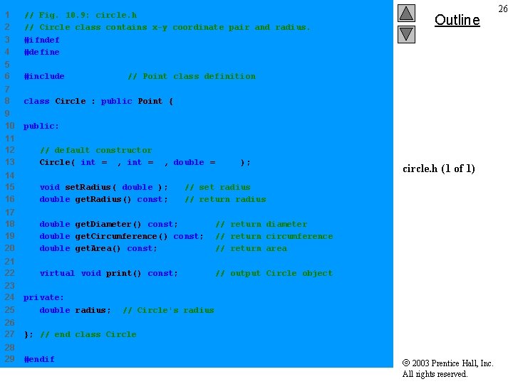 1 2 3 4 // Fig. 10. 9: circle. h // Circle class contains