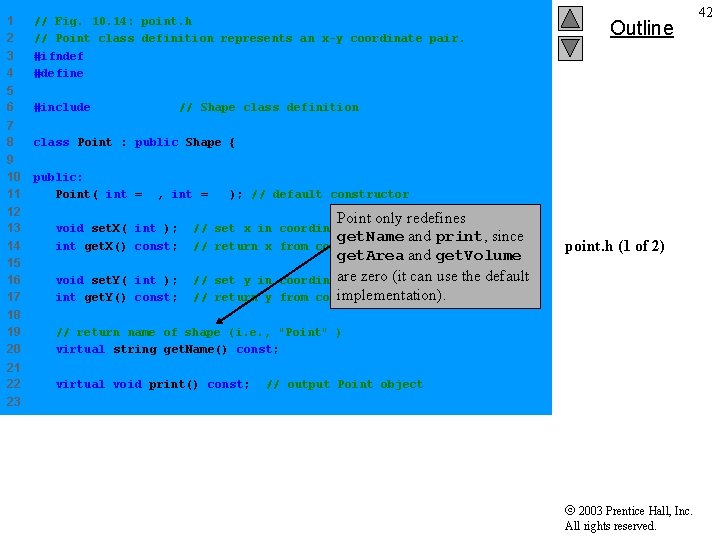 1 2 3 4 // Fig. 10. 14: point. h // Point class definition