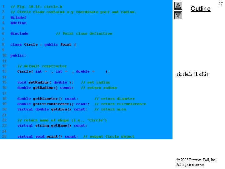 1 2 3 4 // Fig. 10. 16: circle. h // Circle class contains