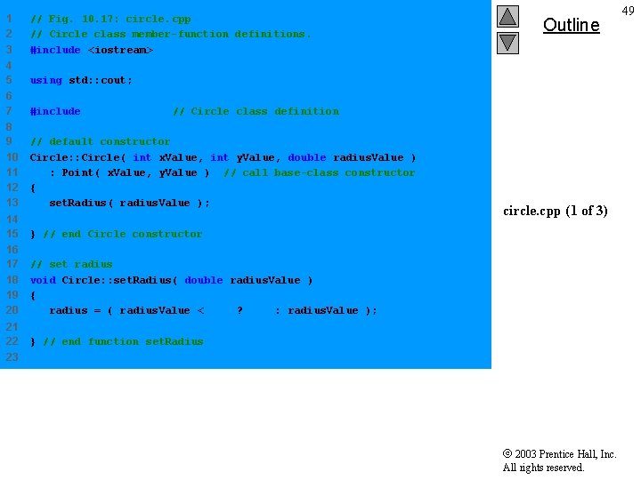 1 2 3 // Fig. 10. 17: circle. cpp // Circle class member-function definitions.