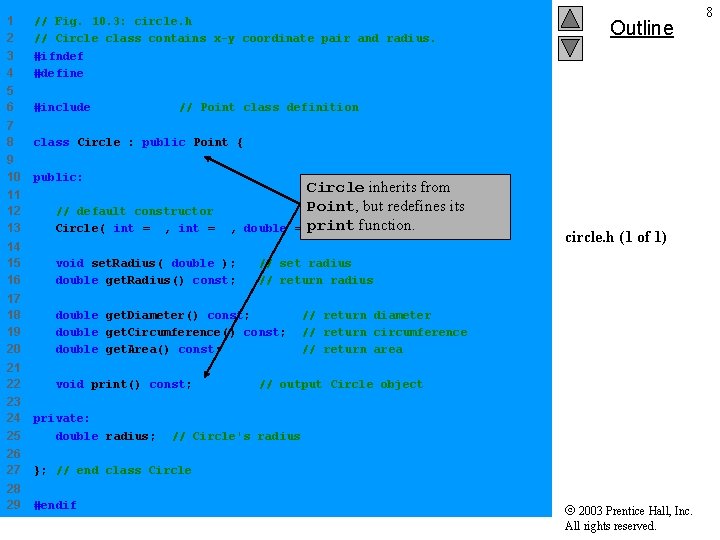 1 2 3 4 // Fig. 10. 3: circle. h // Circle class contains