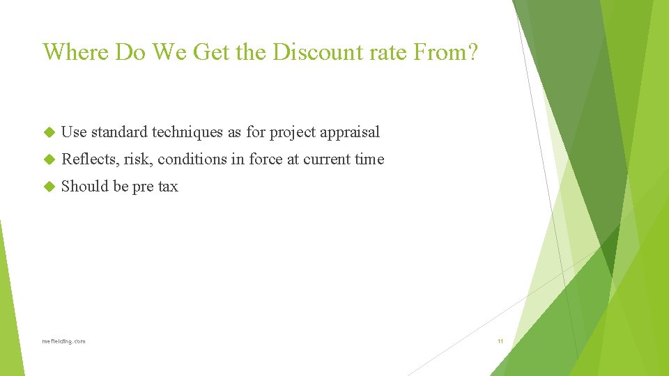 Where Do We Get the Discount rate From? Use standard techniques as for project