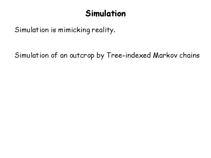 Simulation is mimicking reality. Simulation of an outcrop by Tree-indexed Markov chains 