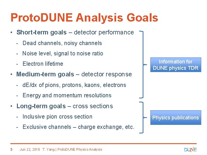 Proto. DUNE Analysis Goals • Short-term goals – detector performance - Dead channels, noisy