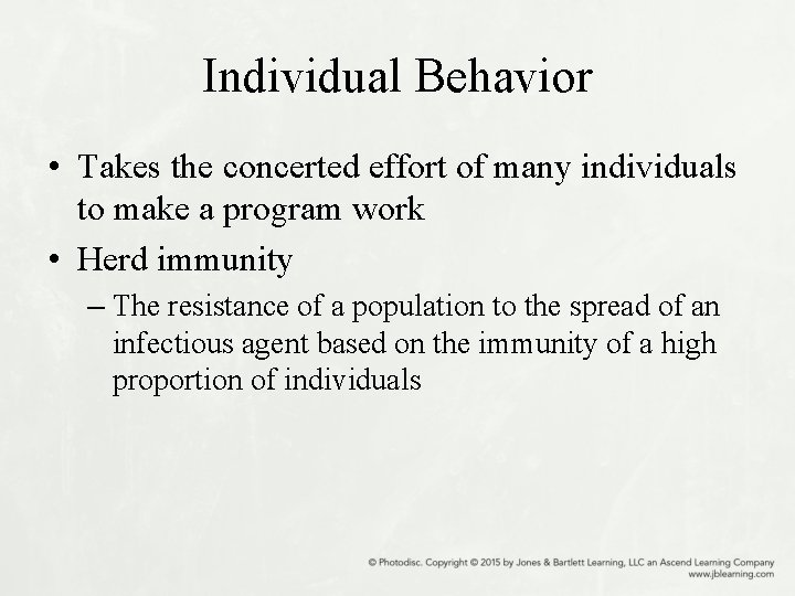 Individual Behavior • Takes the concerted effort of many individuals to make a program