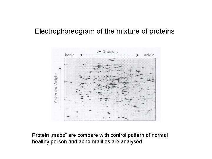 Electrophoreogram of the mixture of proteins Protein „maps“ are compare with control pattern of