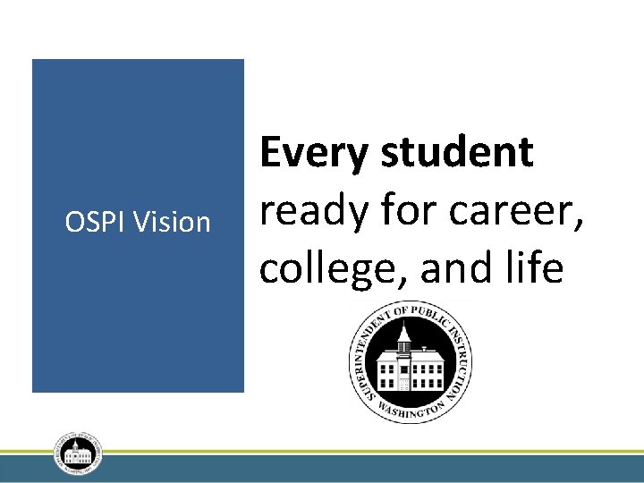 . OSPI Vision 6/6/2021 Every student ready for career, college, and life OFFICE OF