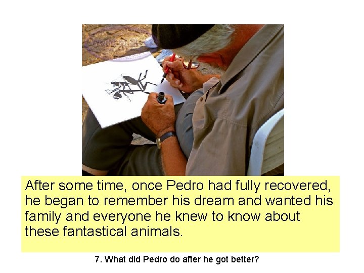 After some time, once Pedro had fully recovered, he began to remember his dream