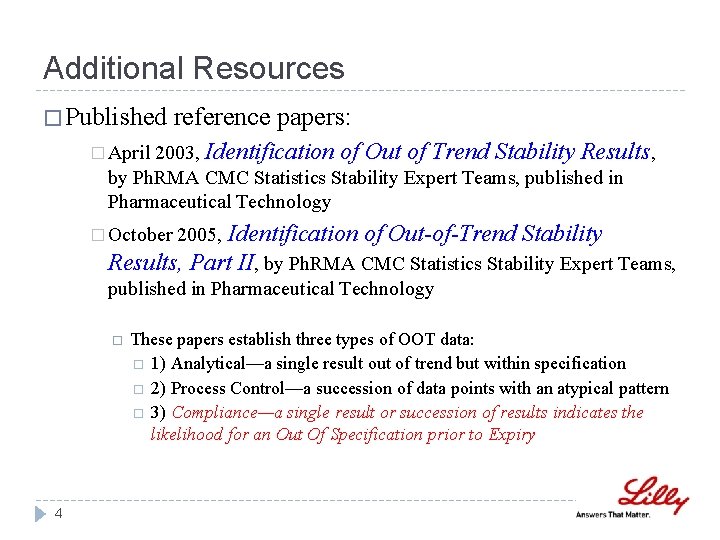 Additional Resources � Published reference papers: 2003, Identification of Out of Trend Stability Results, Additional Resources � Published reference papers: 2003, Identification of Out of Trend Stability Results,
