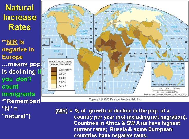 Natural Increase Rates **NIR is negative in Europe …means pop. is declining if you