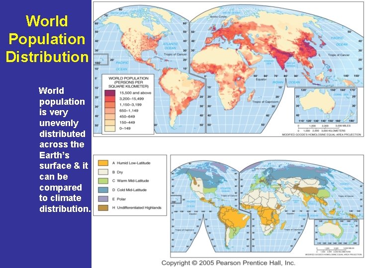 World Population Distribution World population is very unevenly distributed across the Earth’s surface &