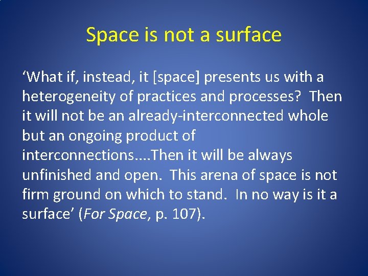 Space is not a surface ‘What if, instead, it [space] presents us with a