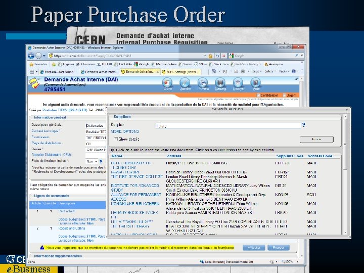 Paper Purchase Order CERN e Business – 