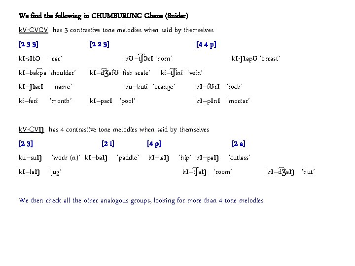 We find the following in CHUMBURUNG Ghana (Snider) k. V-CVCV has 3 contrastive tone