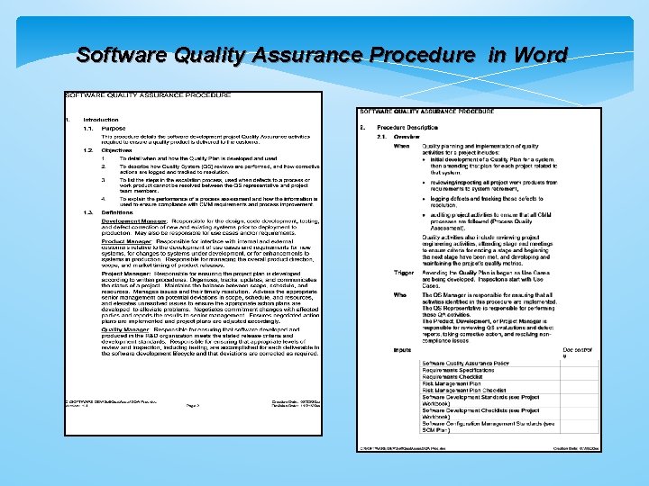 Software Quality Assurance Procedure in Word 