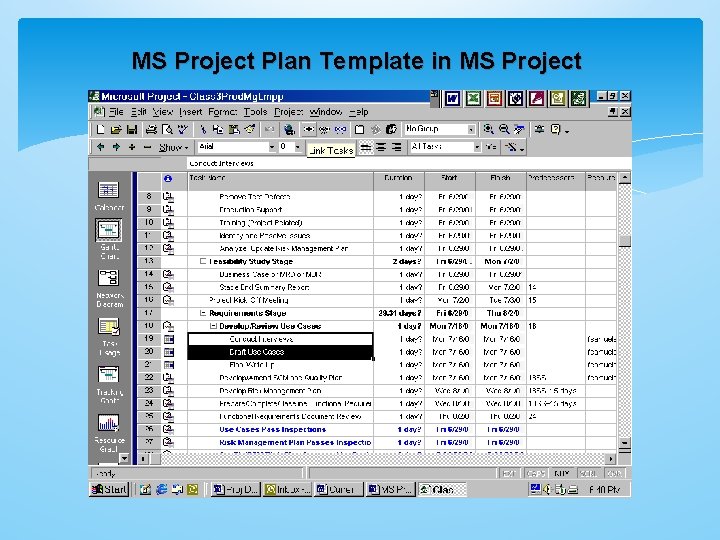 MS Project Plan Template in MS Project 