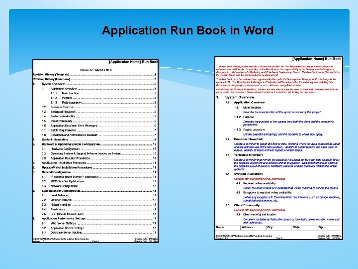 Application Run Book in Word 