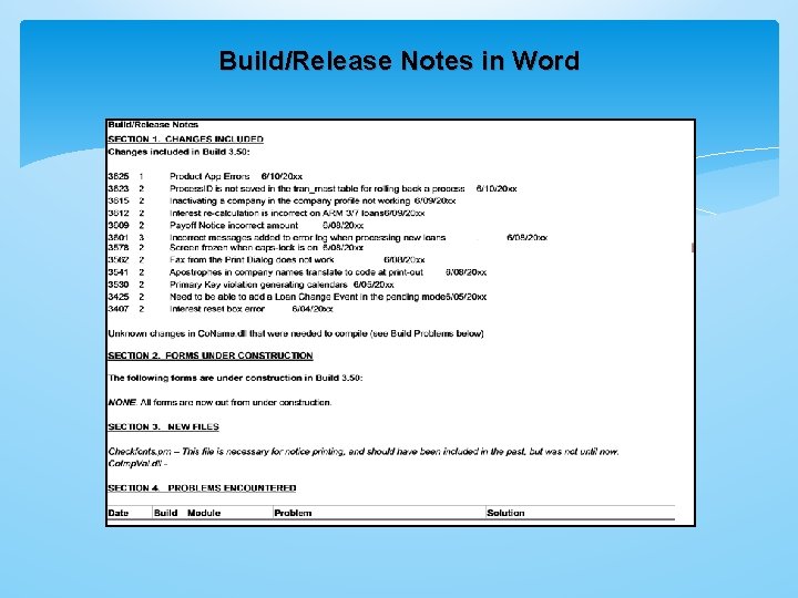 Build/Release Notes in Word 