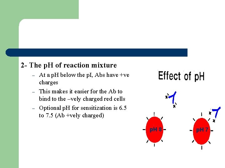 2 - The p. H of reaction mixture – – – At a p.