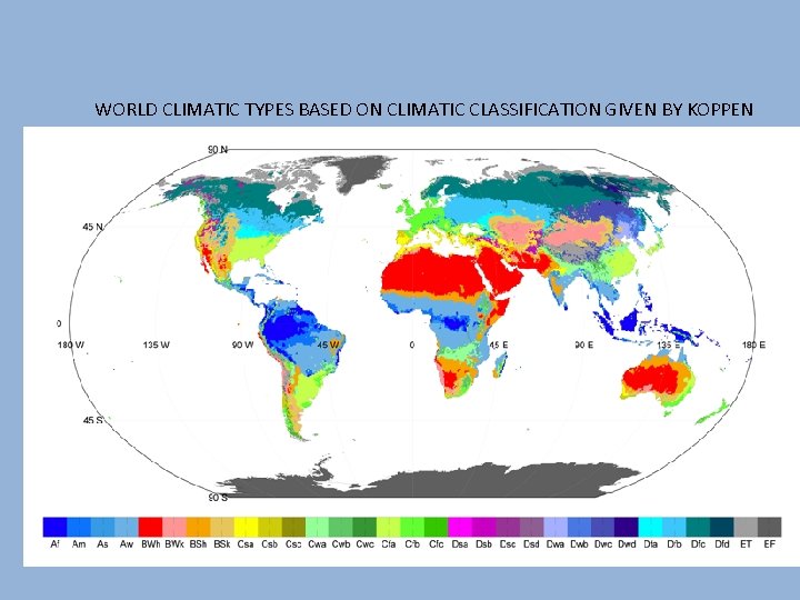 WORLD CLIMATIC TYPES BASED ON CLIMATIC CLASSIFICATION GIVEN BY KOPPEN 