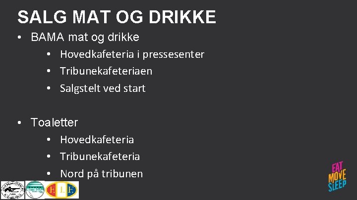 SALG MAT OG DRIKKE • BAMA mat og drikke • Hovedkafeteria i pressesenter •